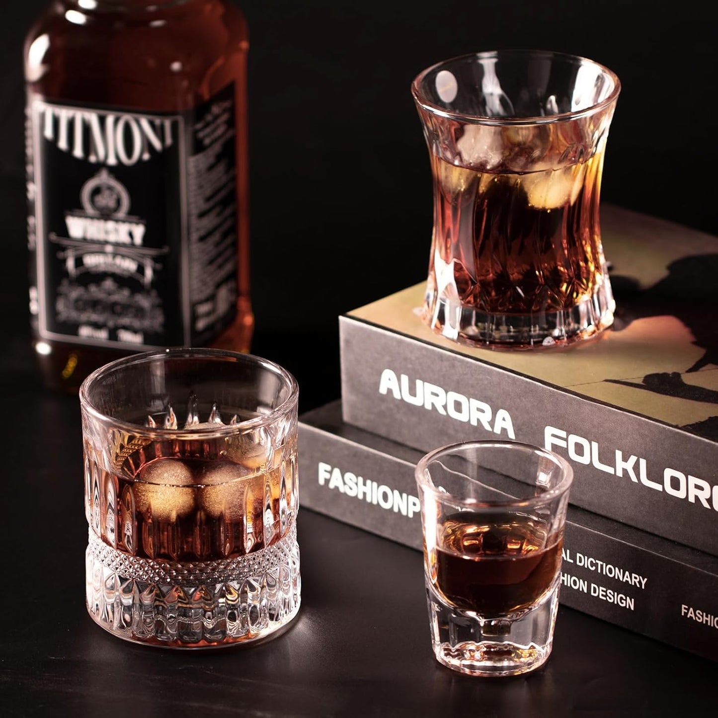 KAMMAK Whiskey Glass Set of 2, 7.05oz Old Fashioned wine Glass for Scotch, Cocktails, Rum, Vodka in Bar And Party Gifts for Men, Whisky Lovers, Wedding, Anniversary, Birthday