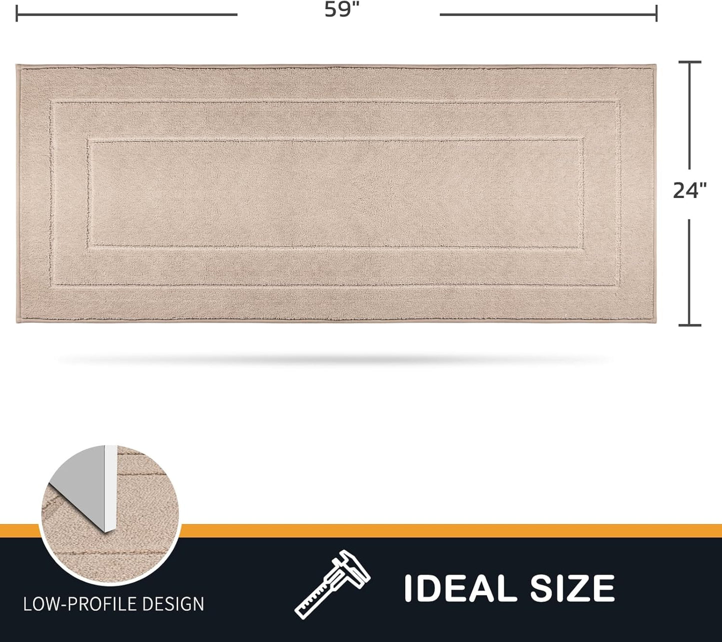 PURRUGS Dirt Trapping Door Mat 24" x 59", Non-Slip/Skid Machine Washable Entryway Rug, Dog Doormat, Super Absorbent Welcome Mat for Muddy Wet Shoes and Paws, Beige