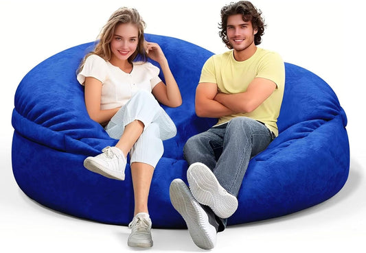 Bean Bag Chair for Adults 4FT,Soft Removable Cover for Teens/Girls Bedroom,Fluffy Giant Round Floor Beanbag Lounger Chairs (No Filler,Sapphire)