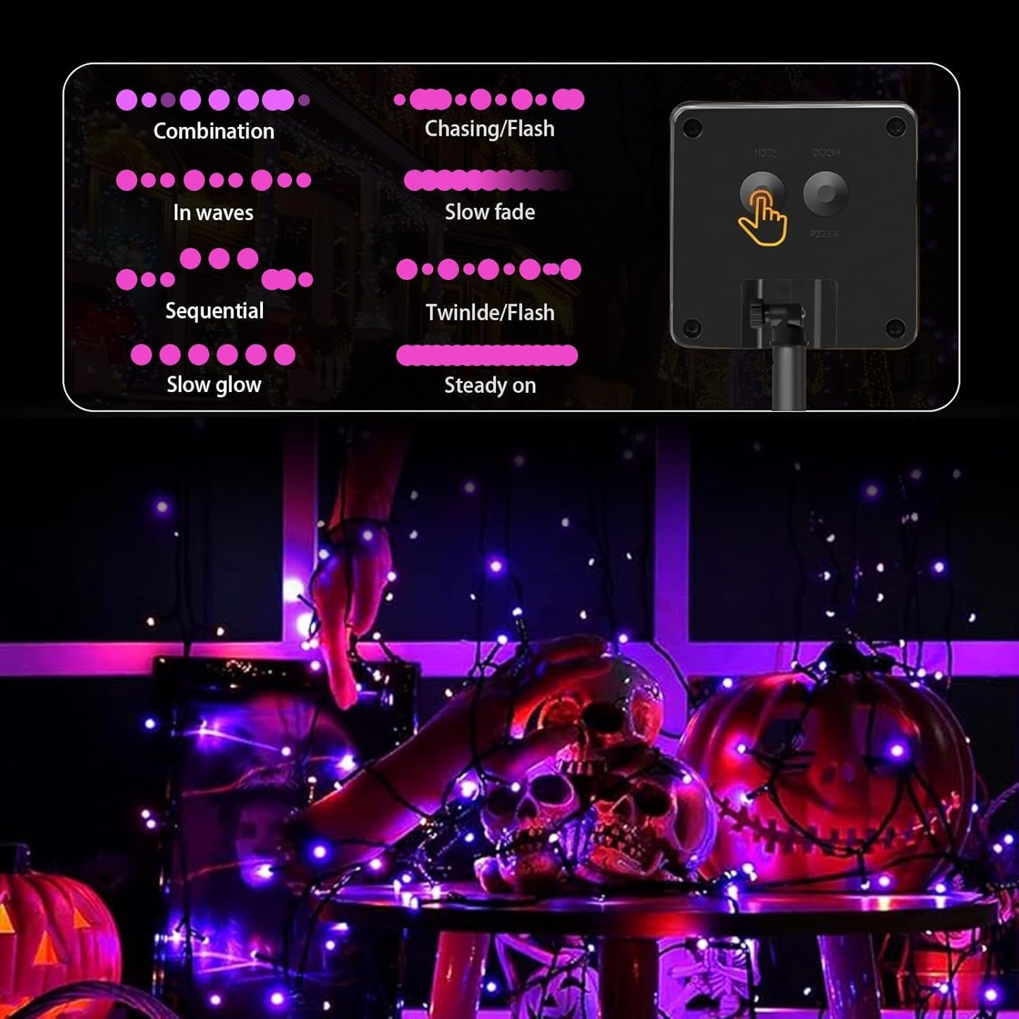 2 Pack Solar String Lights Outdoor, 200 LED Extra-Long 78 FT Solar Lights Outdoor with 8 Lighting Modes, IP65 Waterproof for Halloween, Garedn, Xmas, Balcony, Wedding, Party (Purple)