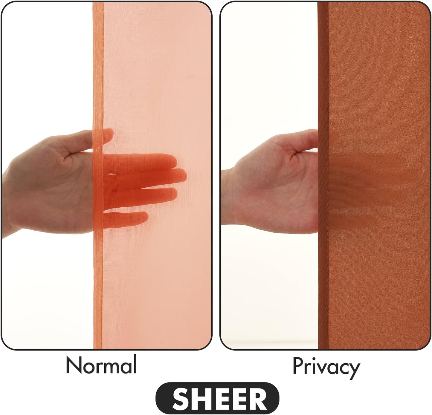 MIULEE Terracotta Privacy Sheer Curtains That Let Light in 72 Inches Long Non-See-Through Semi Sheer Curtain Light Filtering Window Curtains Drapes for Living Room Bedroom 2 Panels Set 42 X 72