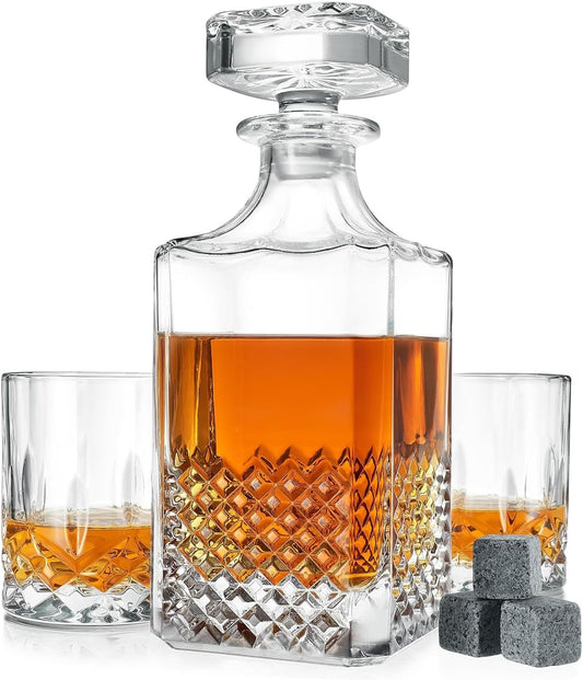 Luxury Gift For Men – Whiskey Decanter Set For Beloved Husband Or Dad Birthday Gift – 2 Whiskey Glasses And Decanter Set Is a Great Gift Idea for Whisky, Bourbon, Scotch lovers…
