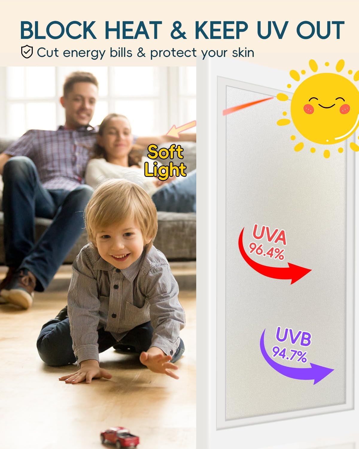 Frosted Glass Window Privacy Film Decorative with Tools, 2 Way Frosting Privacy Film for Glass Windows, Static Cling Tint for Home Anti-UV, Covering Clings 23.6" by 157.4"