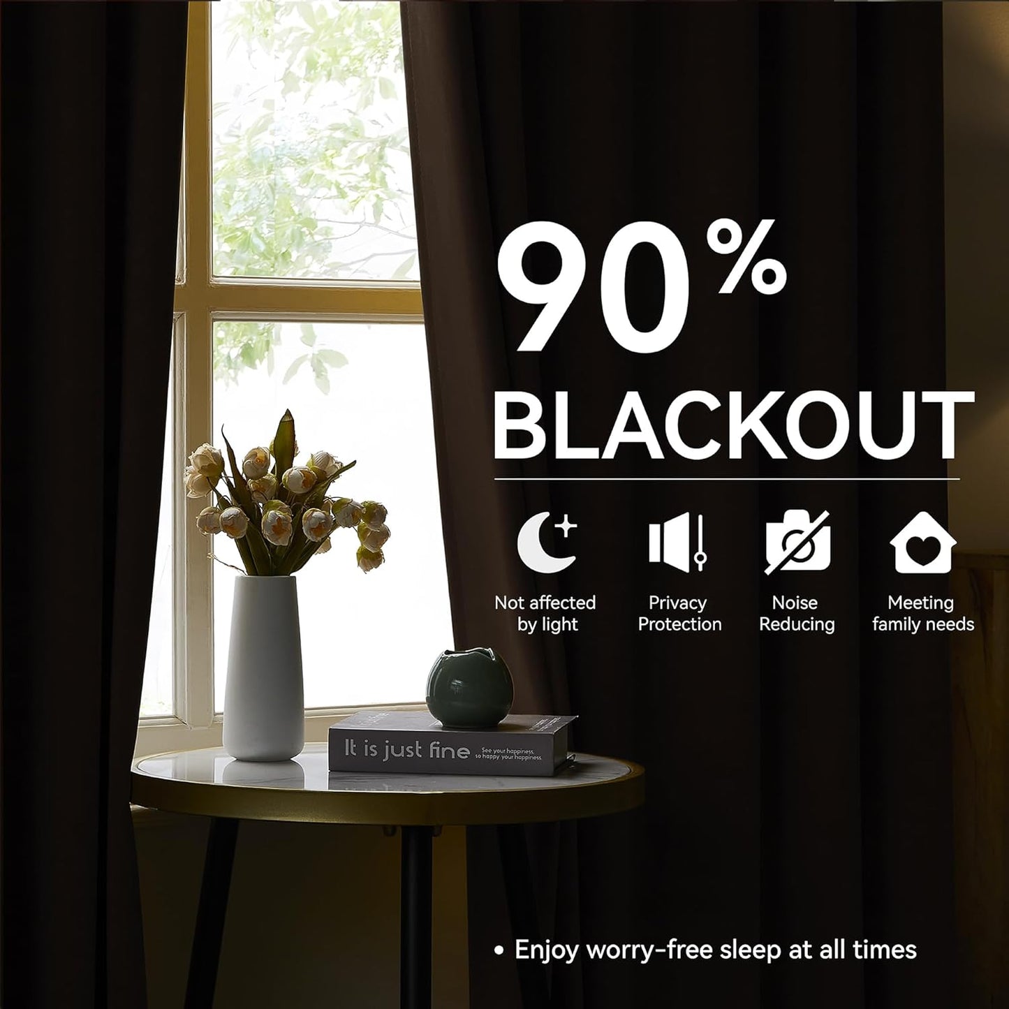 KangBang Dark Brown Blackout Pinch Pleat Curtains 96 Inches Long for Bedroom, Custom Made Pinch Pleated Memory Trained Window Drapes for Living Room Office with Hooks 2 Panels,40”Wx96”L