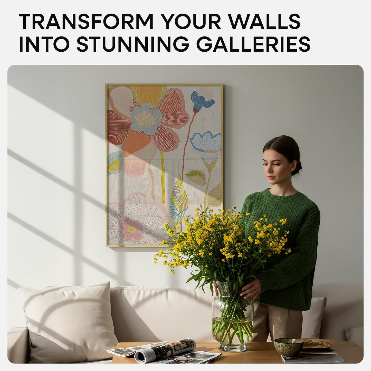 Homeforia 20x28 Picture Frame Gold, High End Metal 20 x 28 Poster Frames with Mat 14 by 22 Photo, 20x28 Gold Frame Matted to 14x22 Print, 28x20 Large Hanging Frames, Tempered Glass, Wall Kit, Set of 1