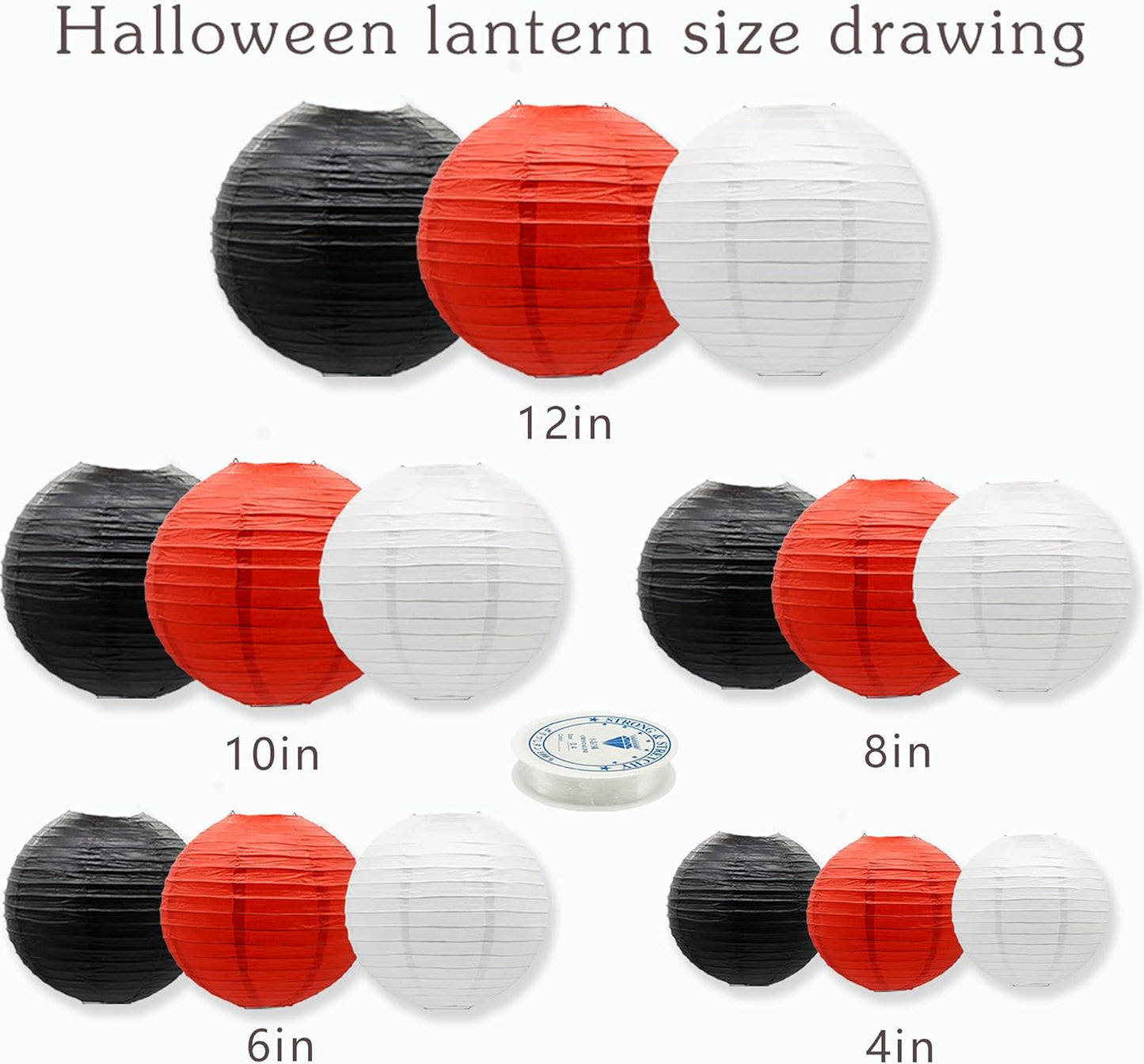 Paper Lanterns Party Decorations Red Black - Hanging Paper Lanterns Indoor Outdoor - Minnie Mouse Ladybug Theme Birthday Baby Shower Graduation Wedding BBQ Party Supplies, 15pcs