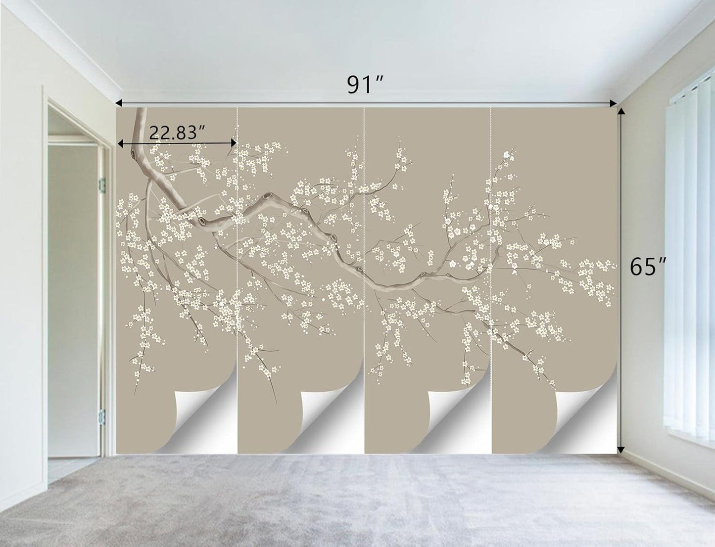 Chinese Style Plum Flower wallpeper Living Room Bedroom Office Wall Mural - W91 xH65（Not Peel and Stick）