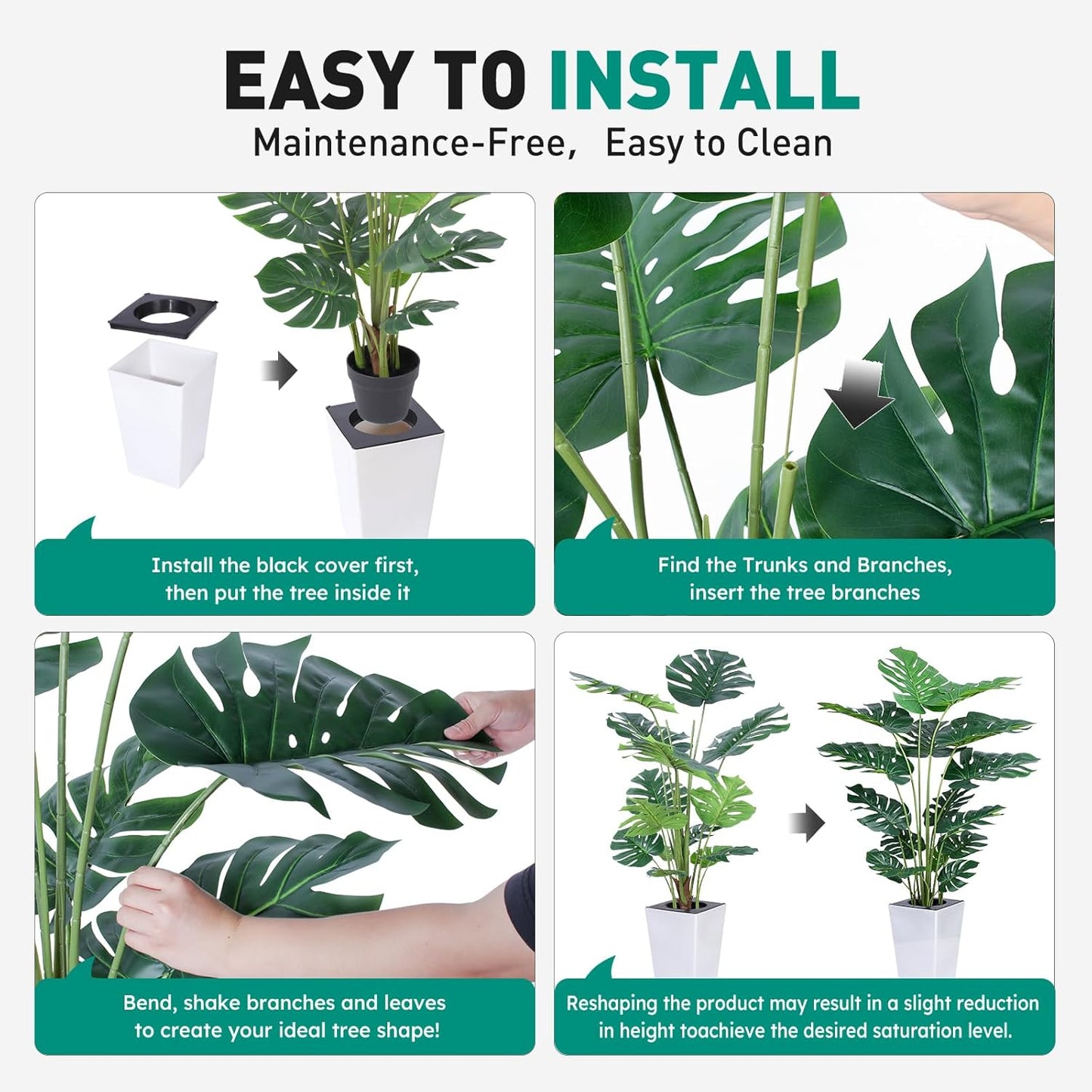 Artificial Monstera Plant 5ft, Realistic Fake Plants with Silk Leaves & Texture Trunk, Artificial Plants for Home Office Decor Indoor Outdoor Housewarming Gift