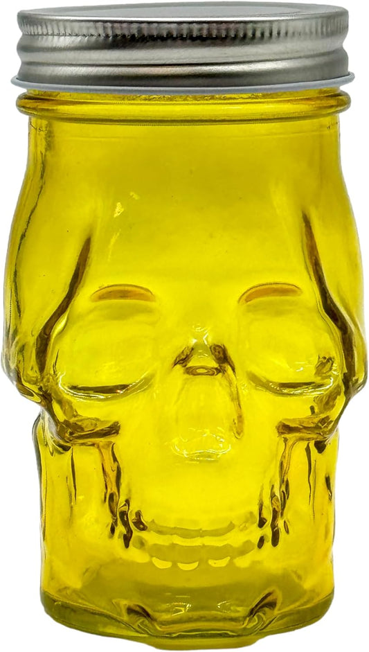Generic 14 oz Colorful Skull Glass Mason Jar – Mix & Match 7 Vibrant Colors, Large & Durable! (Yellow)