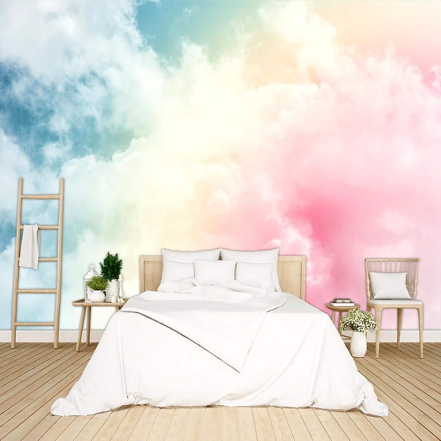 Colorful Cloud Wallpaper Peel and Stick Wall Mural for Bedroom Living Room - 96"x137"