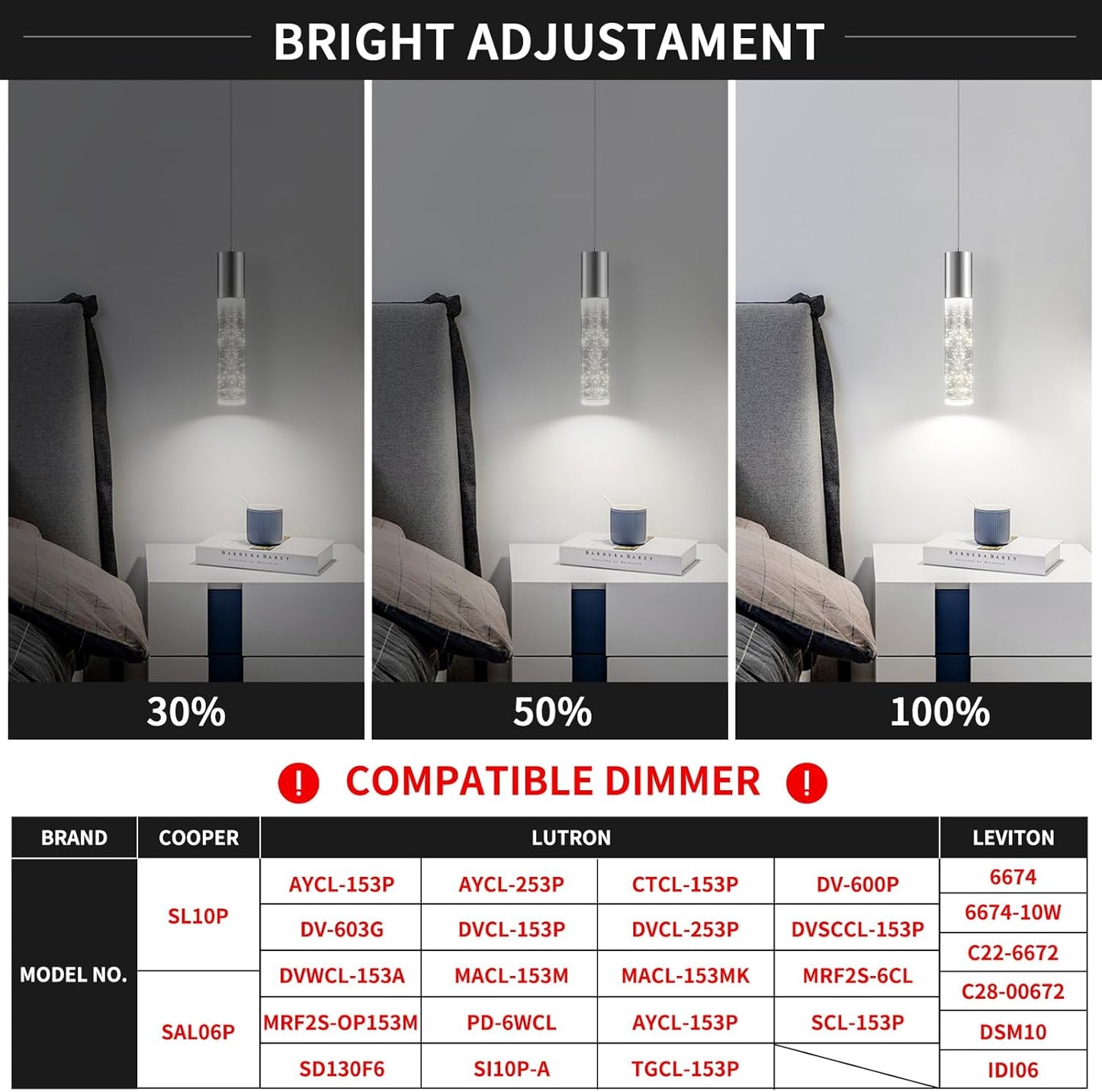 OKELI Modern Pendant Lights,3 Color LED Bubble Crystal Island Light Fixtures,Chrome Mini Pendant Lighting for Kitchen Island,Bar,6W,3000-6000K,ETL,3 Pack