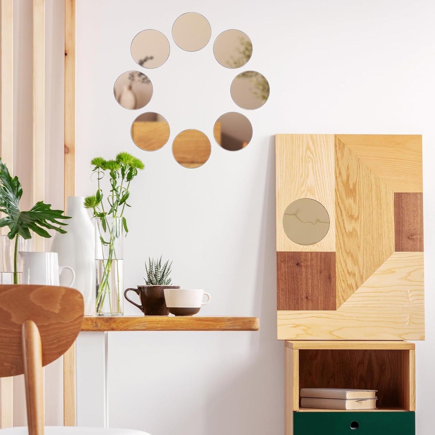 20pcs Mini Acrylic Mirror Tiles Round Mirror Stickers 3in Self Adhesive Small Round Mirror Small Circle Mirror DIY Crafts Small Decorative Mosaic Mirror Sheets for Walls