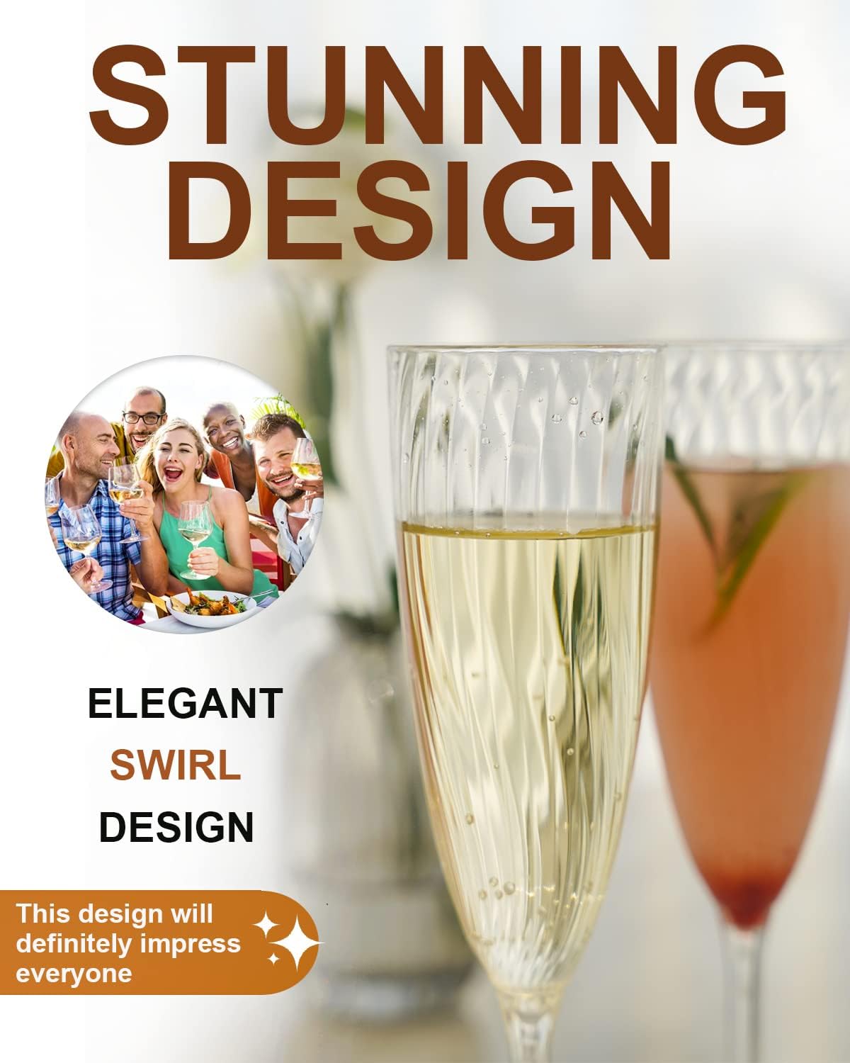 Plastic Champagne Flutes, 36 PCS Clear Disposable Wine Glasses Reusable Plastic Cocktail Cups for Home Daily Life Party Birthday Wedding Toasting Drinking Champagne(6 oz)