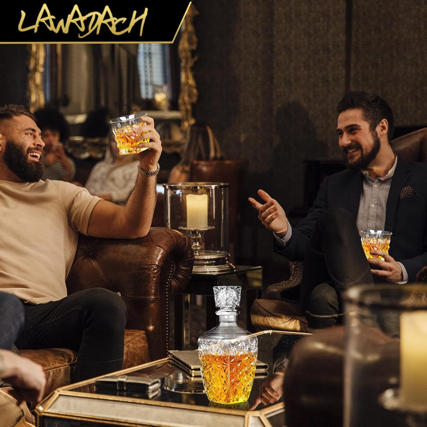 Whiskey Decanter Set,Liquor Decanter Set with 2 Glasses,Decanter set for Men,Decanter for Tequila,Bourbon,Rye,Gifts for Men,Dad,Home Bar Decor - 28oz