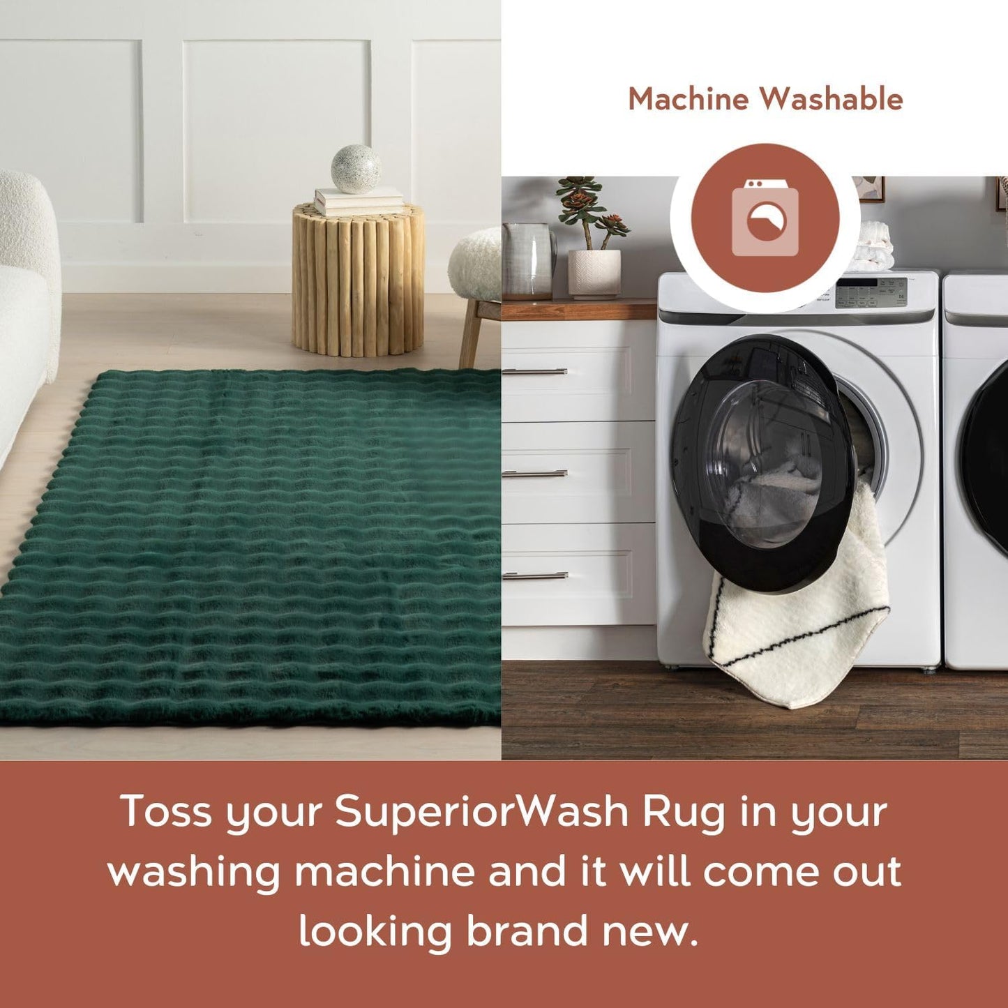 nuLOOM Jeni Checkered 3'9" x 6' Machine Washable Area Rug for Living Room Bedroom Dining Room Kitchen, Hunter Green