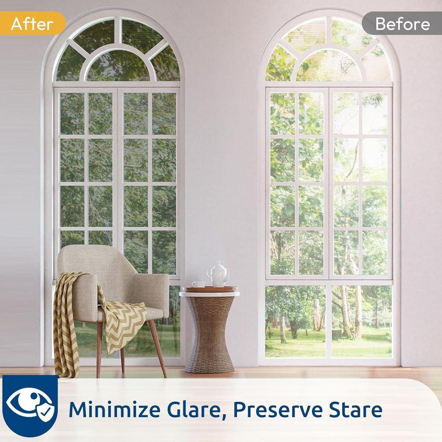 rabbitgoo Window Privacy Film One Way Window Tint for Home, Removable Reflective Heat Sun Blocking Anti UV Glass Door Covering, Mirror Tinting Film House Office, 17.5 in X 6.5 Feet, Silver