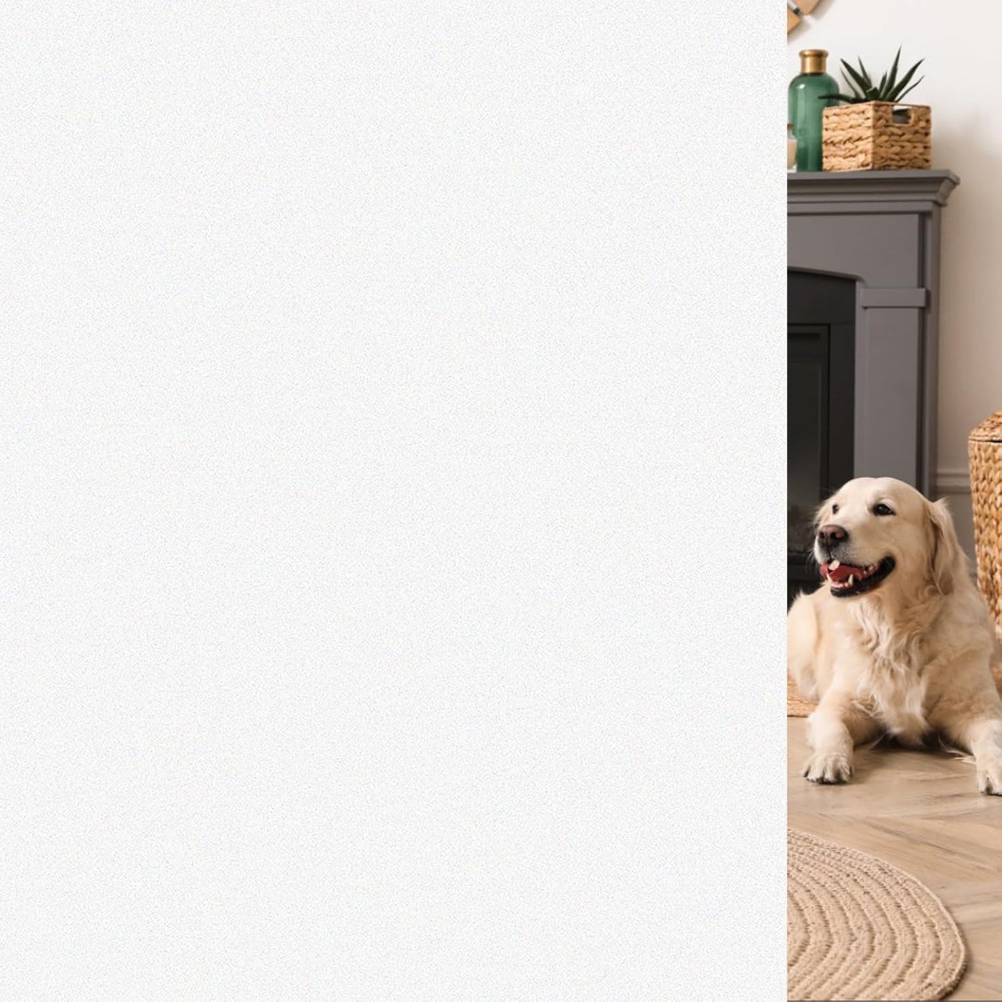 HIDBEA Frosted Window Privacy Film - Non Adhesive Static Cling Glass Stickers Sun UV Blocking Heat Control Door Covering Decals for Home Office, Frosted White, 17.3 x 98.4 Inch