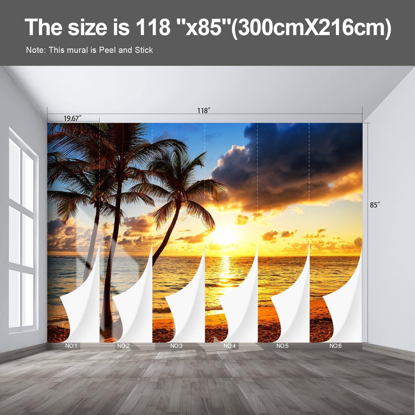 Beach Wall murals at Dusk Peel and Stick Sunset Wallpaper for Bedroom Living Room - 85"x118"