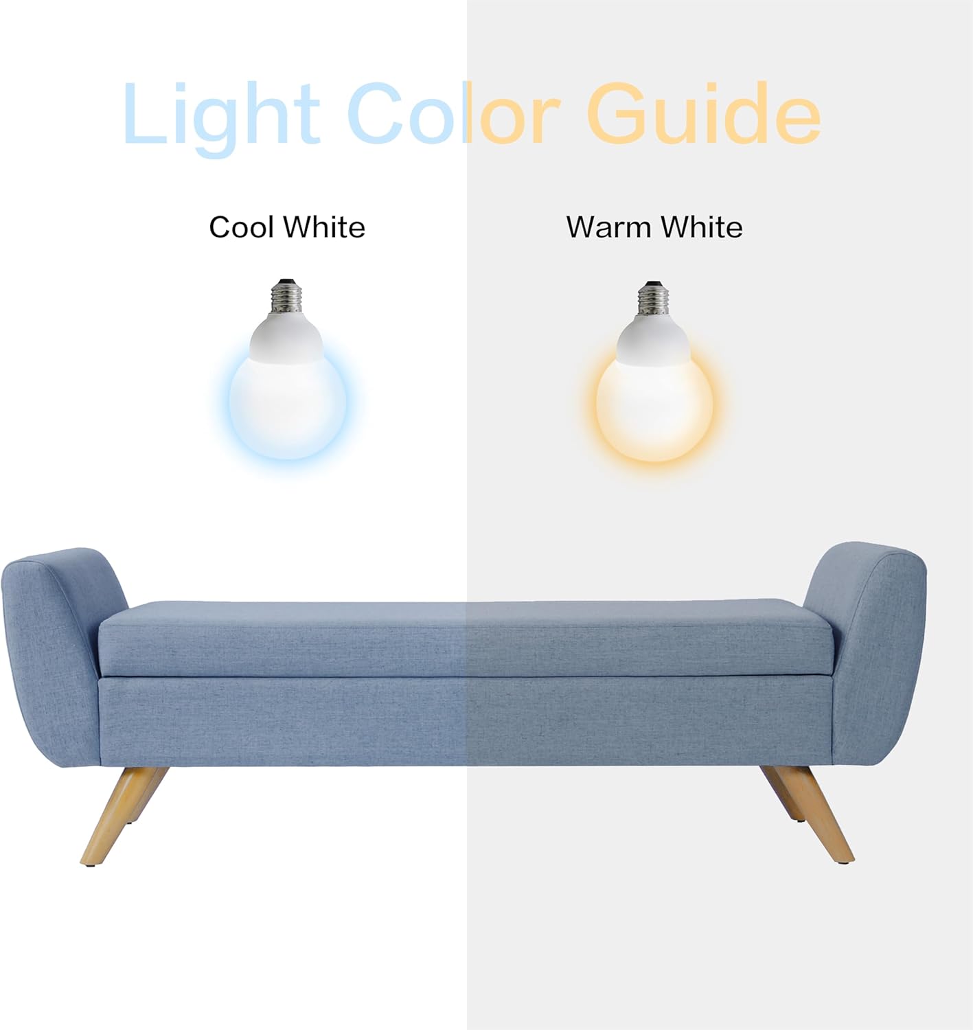 HomePop Modern Storage Bench with Wood Legs |Homepop Home Décor|Bench with Storage for Living Room & Bedroom - French Blue Woven