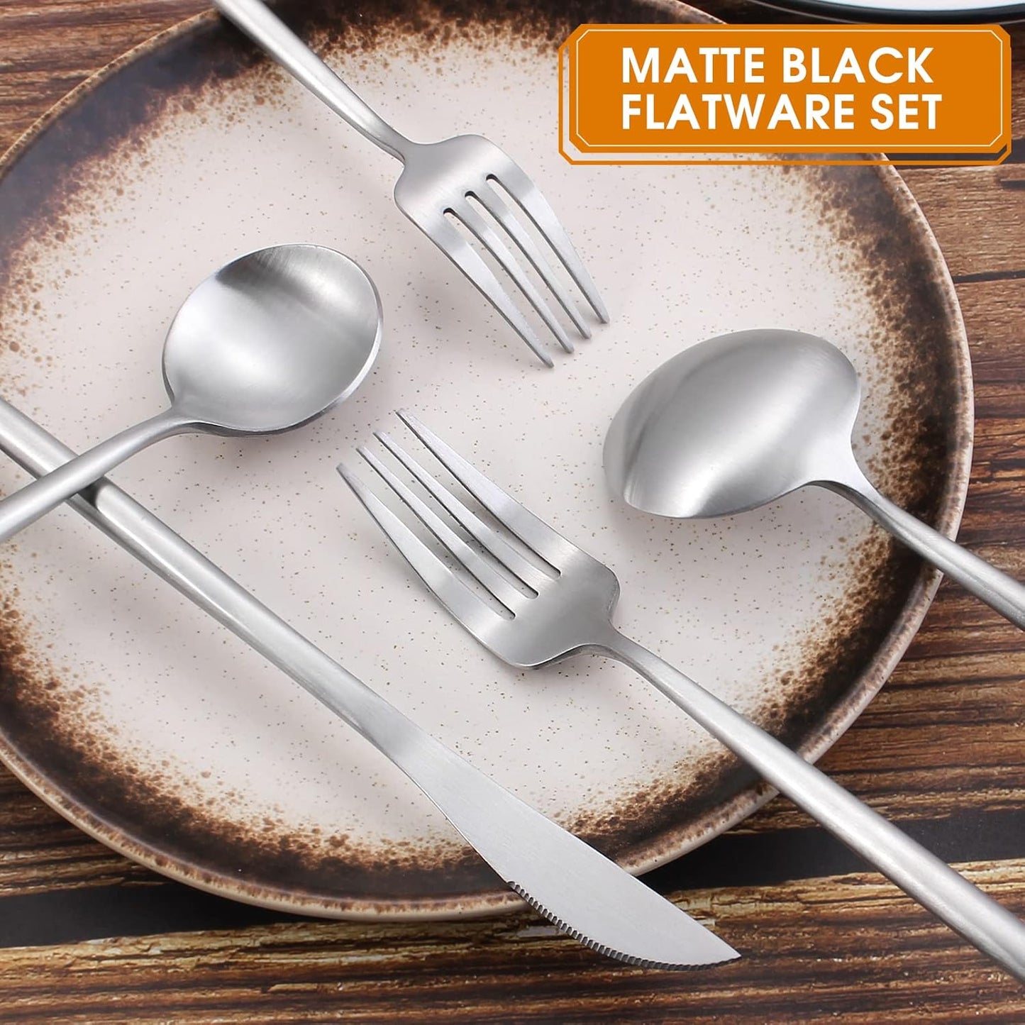 Matte Silverware Set, 20-Piece Stainless Steel Flatware, Tableware Cutlery Service for 4, Satin Finish Utensils, Knife Fork Spoon for Home and Restaurant, Dishwasher Safe