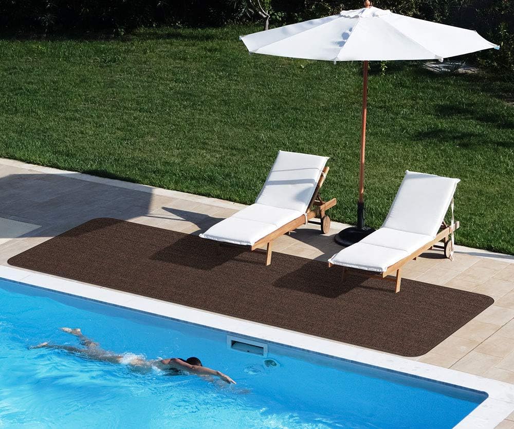 House, Home and More Indoor Outdoor Double-Ribbed Carpet Runner with Skid-Resistant Rubber Backing - Bittersweet Brown - 4 Feet x 30 Feet