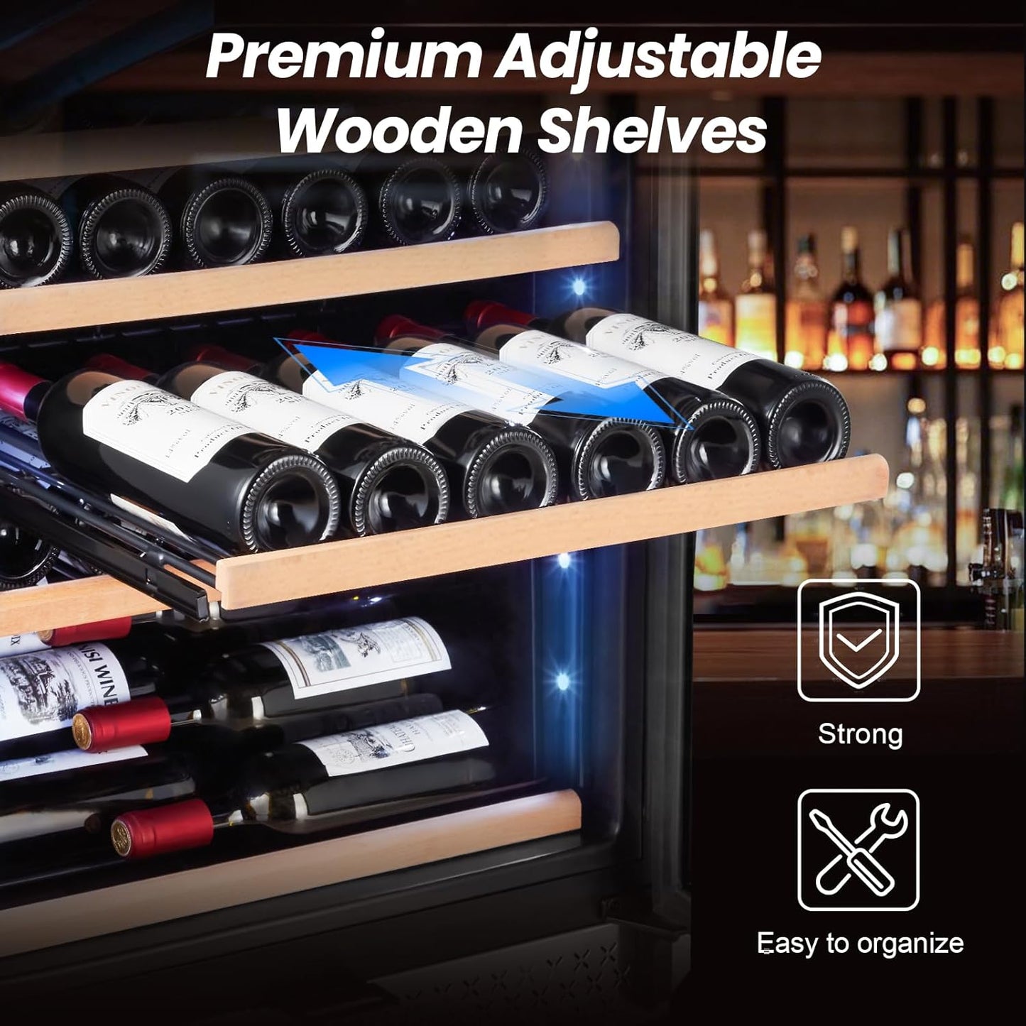 180 Bottles Wine Fridge 24 Inch Dual Zone Wine Cooler Refrigerator Freestanding Wine Refrigerator with Glass Door and Safety Lock, Large Wine Cellar for Home, Office, Kitchen