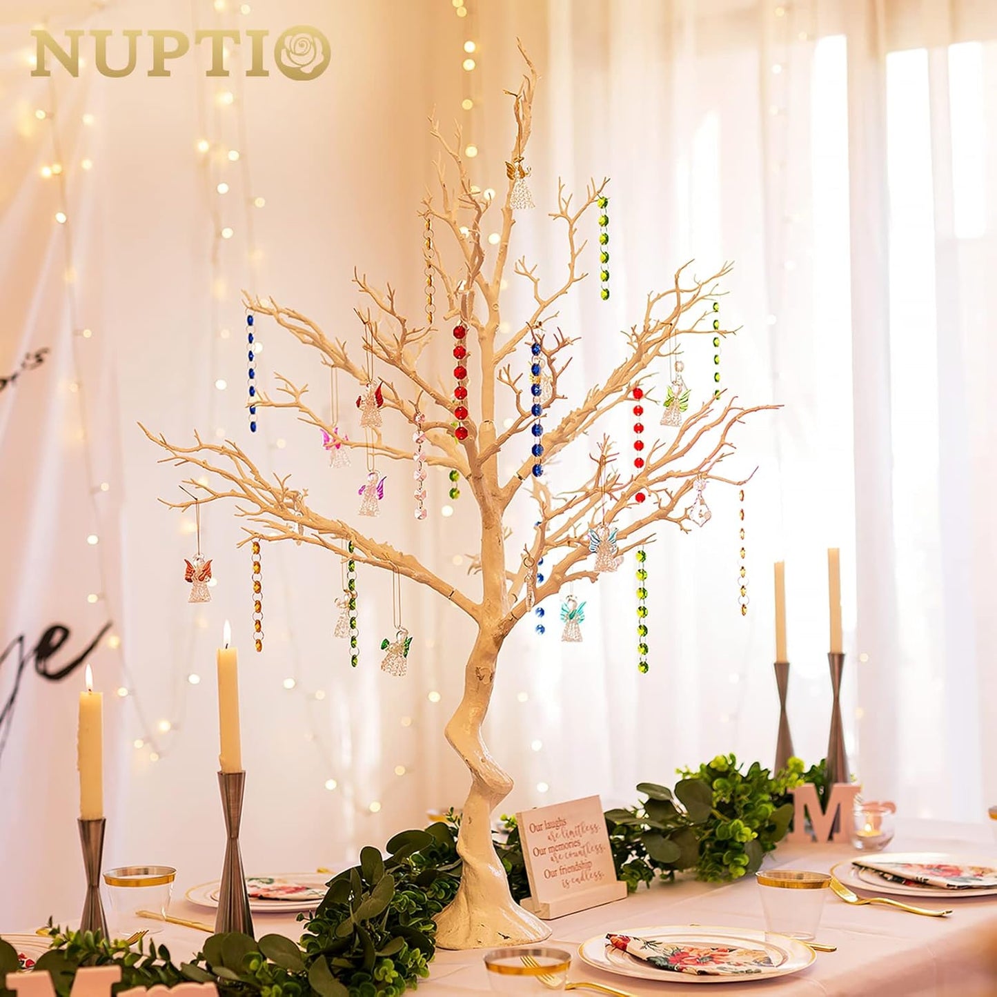 NUPTIO Artificial Christmas Tree Branch: 3.44 feet Tall White Manzanita Tree Halloween Centerpiece Wedding Centerpieces for Tables - Decorative Ornament Display Tree Branches for Weddings (1 Pc)