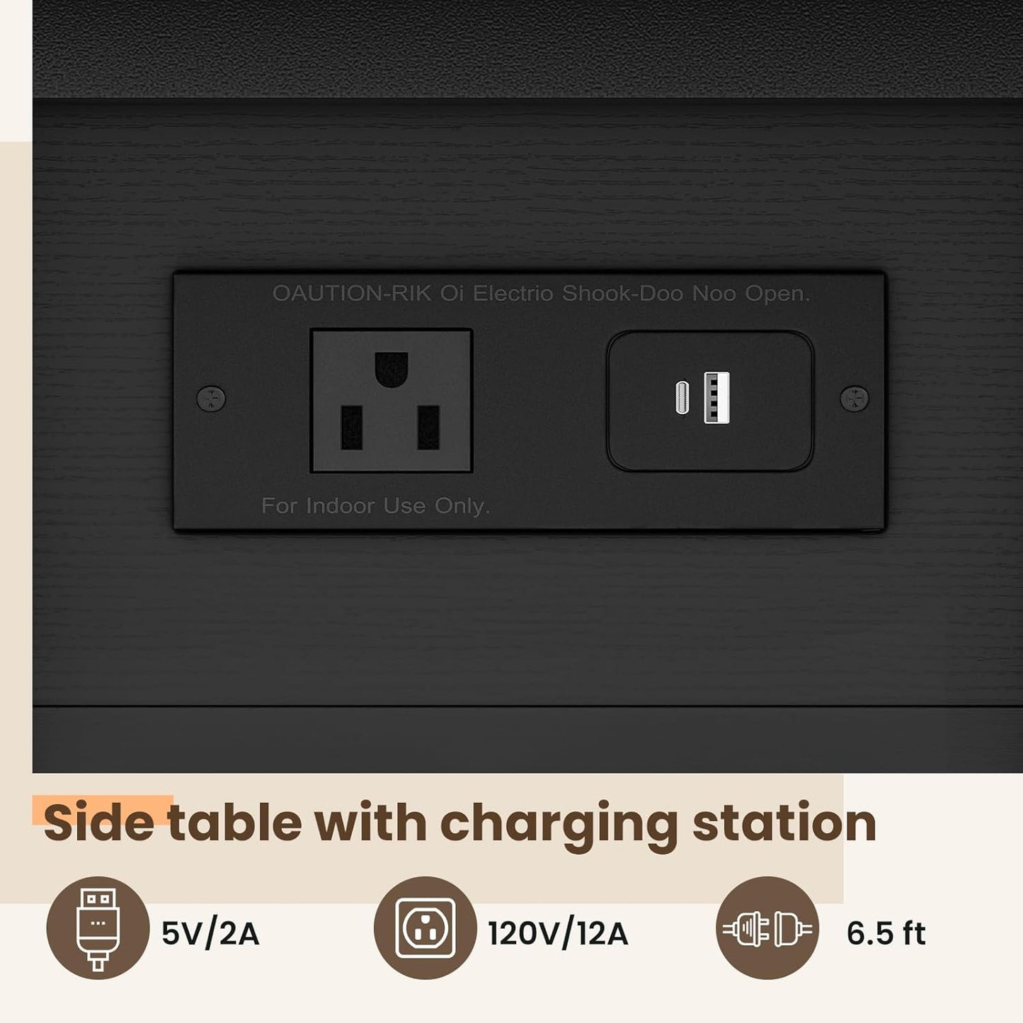 End Table with Charging Station, Flip Top Side Table with USB Ports and Outlets, 3-Tier Small Side Table with Storage for Small Space, End Tables for Living Room/Bedroom, Black