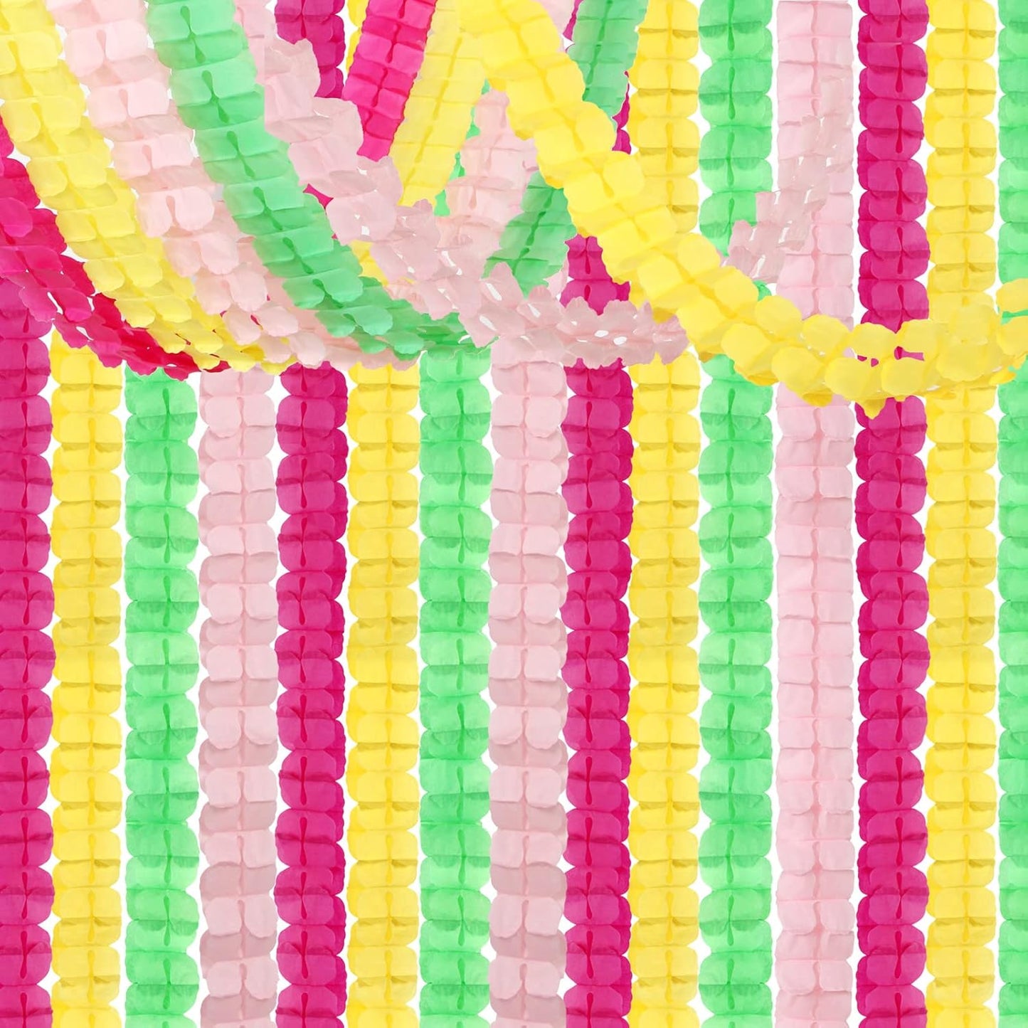 Hawaiian Luau Party-Decorations Streamer Garland - 157Ft Tropical Aloha Theme Supplies Four-Leaf Clover,Rose Red Pink Green Yellow Hanging Banner,Spring Summer Beach Birthday Baby Shower Decor Hugtmr