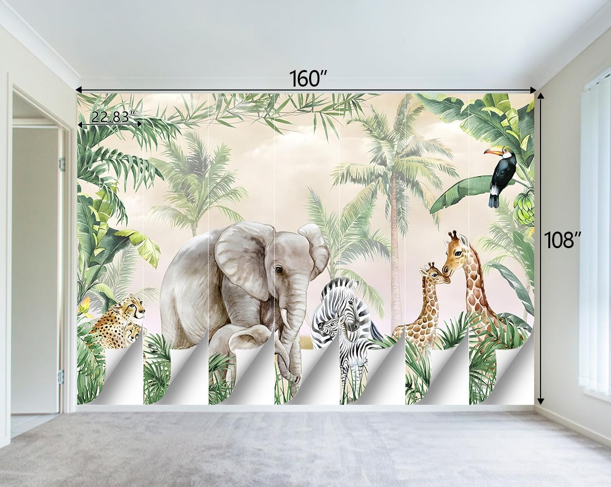 Boys or Girls Cartoon Pine Tree Forest wallpeper Nursery Kids Bedroom Wall Mural - 160"x108"（Not Peel and Stick）