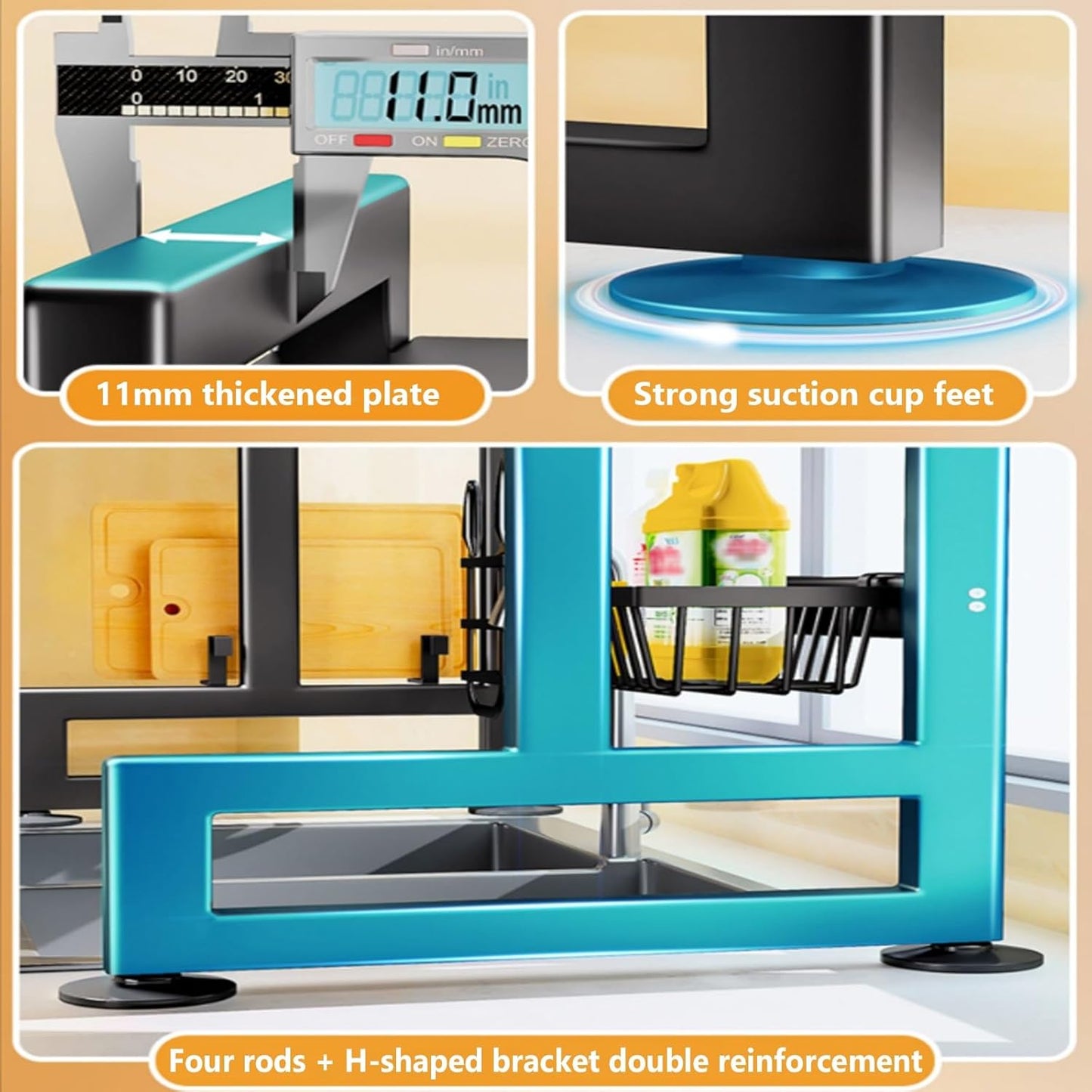 Home Furnishing Over The Sink Dish Drainer Drying Rack 3 Tier Over Sink Dish Rack for,oversink Dish Dry Rack,Space Saving Dish Drying Rack,Kitchen Sink Organizer countertop(White,65cm/25.6in)