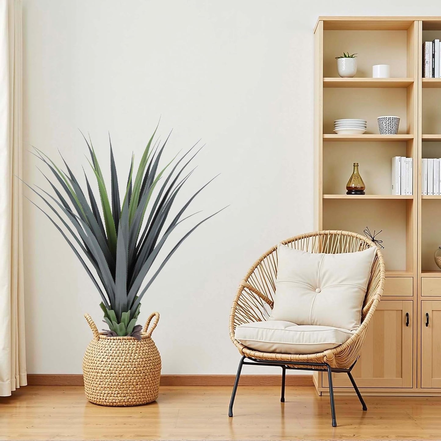 44inch Artificial Agave Plant Potted Plants Fake Agave Plant for Home Office Garden Indoor Outdoor Decoration (2PACK)