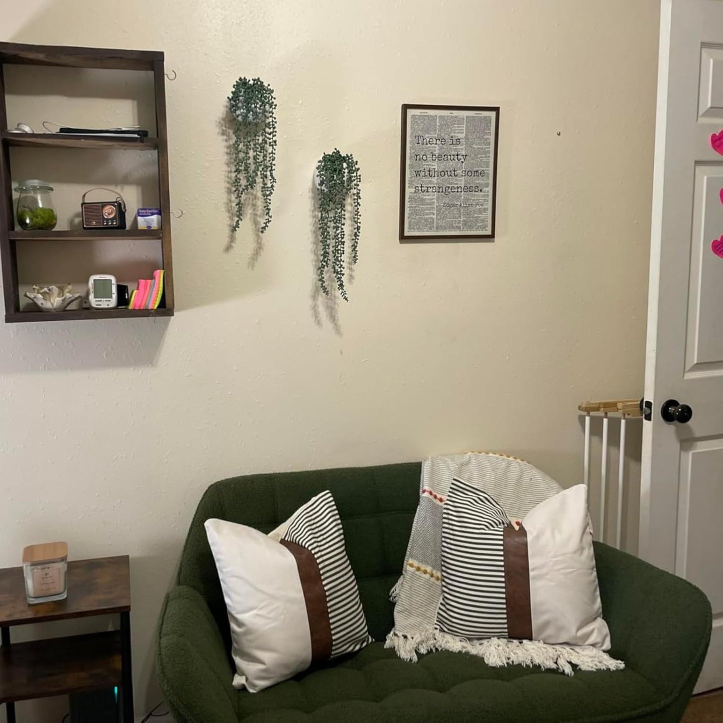 48”Small Loveseat Sofa, Modern Sherpa Upholstered Mini Couch 2-Seater Fluffy Love Seat with Quilting Backs and Wood Legs for Small Space, Living Room, Bedroom, Green