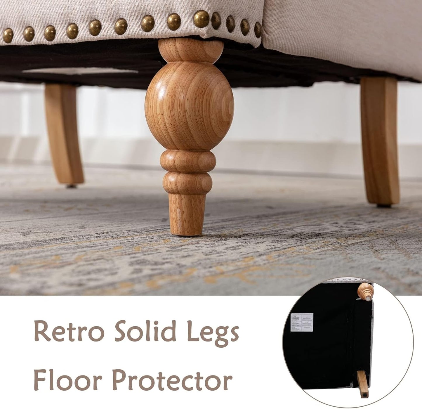 chairus Linen Accent Chair for Living Room Set of 2 Upholstered Mid Century Modern Single Sofa Chair with Solid Wood Legs Comfy Reading Chair Armchair for Bedroom/Office Room/Recption/Lounge, Cream