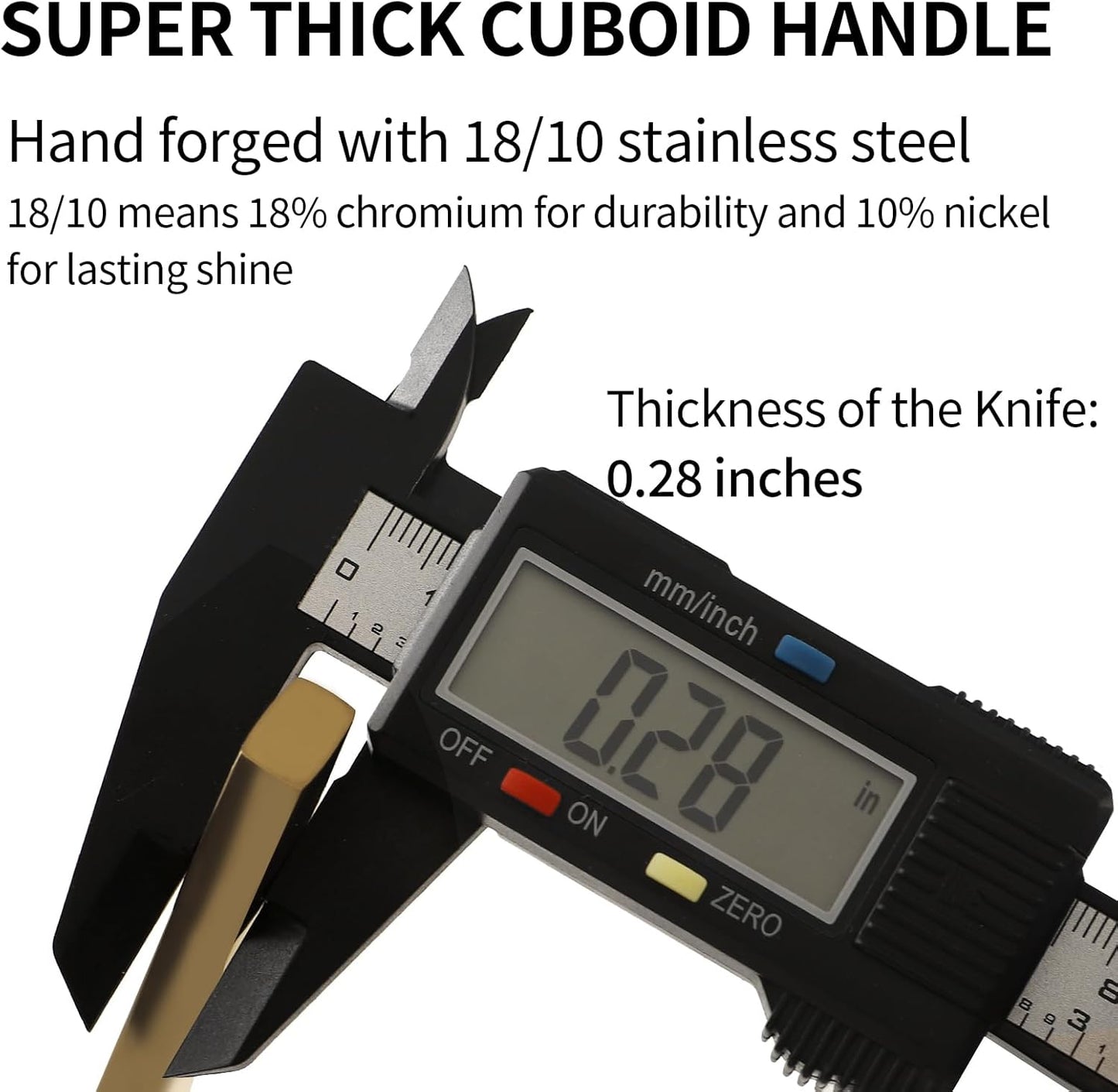 Stainless Steel Flatware Set Hand Forged 18/10 Silverware Set Cutlery Set Gold Cuboid Handle Mirror Finished 20 Pieces Service for 4