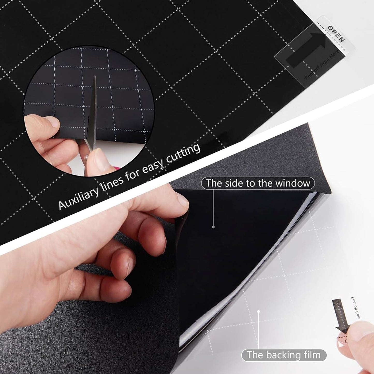 Kromapolis Blackout Window Privacy Film Total Light Blocking Room Darkening Window Covering, Removable Static Cling Frosted Glass Tint, Non-Adhesive, Black 35.4'' x 78.7''