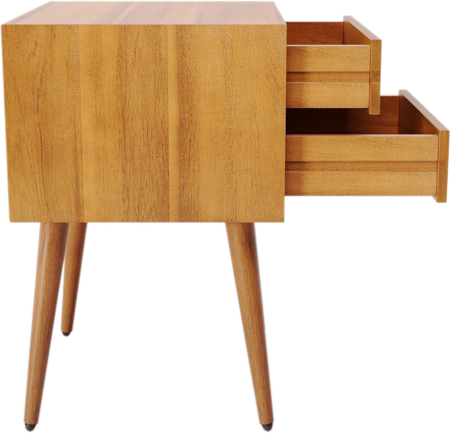 Christopher Knight Home Mid-Century Nightstand, Acacia Wood Nightstand Side Table, Accent Bedside End Table with Solid Wood Legs for Bedroom, Dorm and Small Spaces,Natural Brown