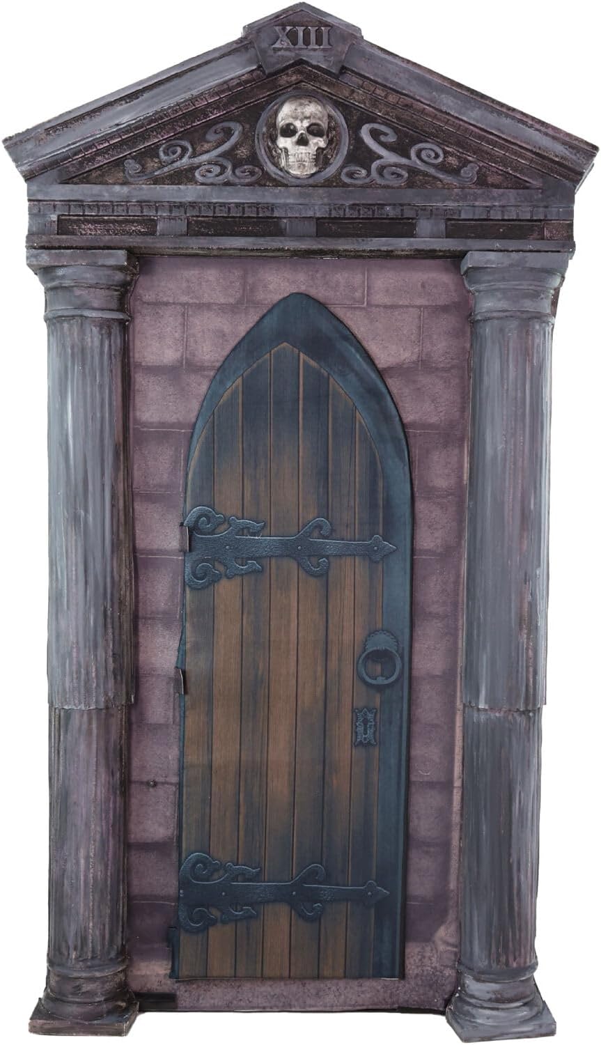 Haunted Hill Farm 6.7-Ft Animatronic Mausoleum by Tekky, Halloween Animatronic, Spooky House Wall Decoration, Creepy Indoor & Covered Outdoor Party Decor Motion-Activated Lights & Sound, LifeSize