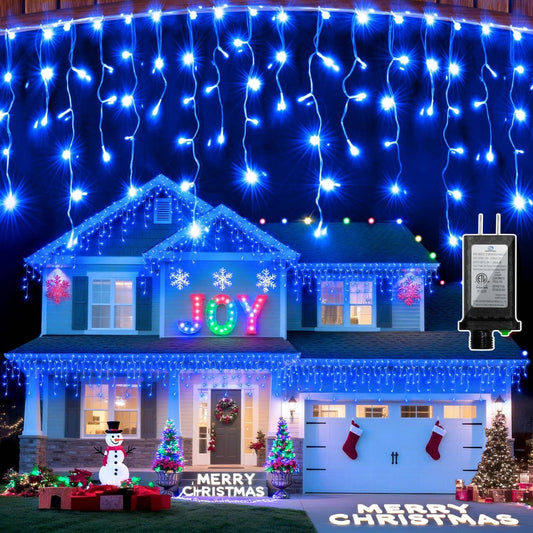 1620 LED Christmas Lights with 360 Drops,164ft 8 Modes Fairy Hanging String Lights with Time Waterproof, Plug-in Hanging String Lights for Holiday Wedding Party Christmas Decor (Blue)
