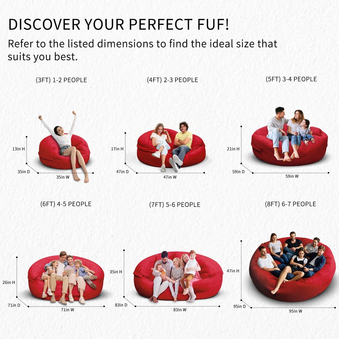 Bean Bag Chair for Adults 4FT,Soft Removable Cover for Teens/Girls Bedroom,Fluffy Giant Round Floor Beanbag Lounger Chairs (No Filler,Big Red)