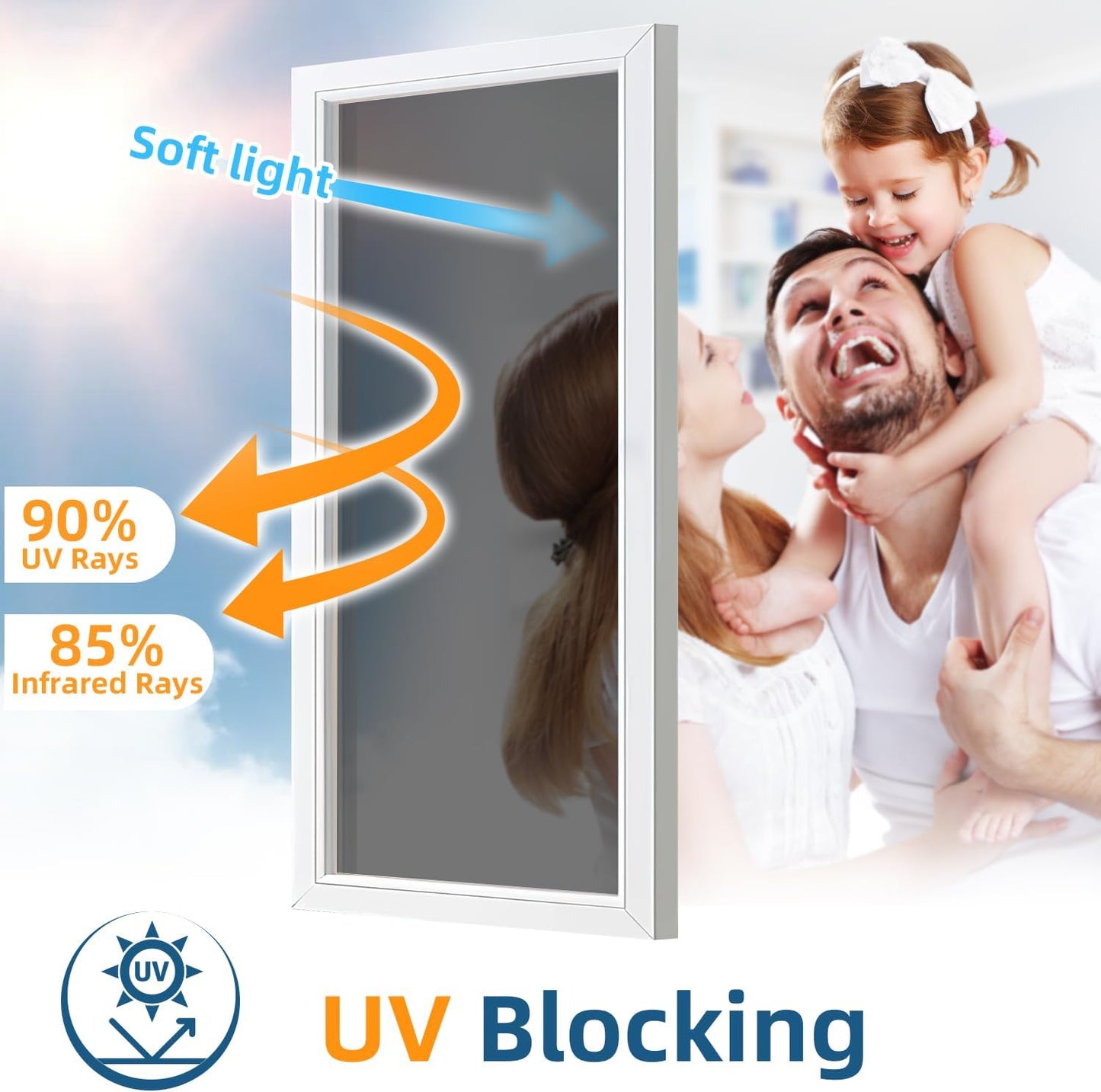 DUOFIRE One Way Window Film Privacy See Out Not in Heat Blocker Window Tint Reflective Mirror Windows Tinting Film for Home Static Cling Anti-UV Sun Blocking Windows Covering（Black, 17.4x78.7in）