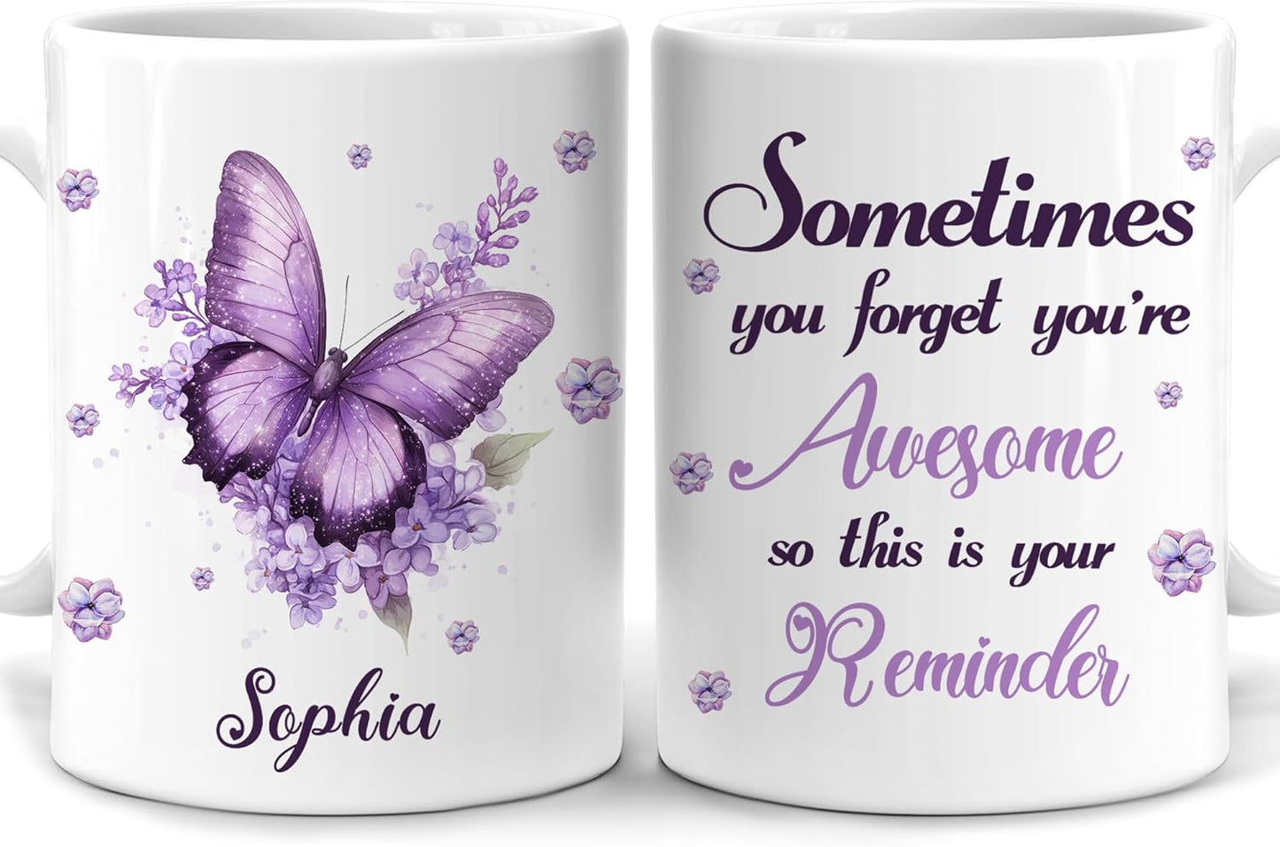 Hyturtle Personalized Purple Inspirational Butterfly Mug - Butterfly Gifts For Women - Animal Gift For Bird Lover Her - Bird Gifts For Mom on Mother Day - Custom Coffee Cup Ceramic Mug 11 Oz 15 Oz