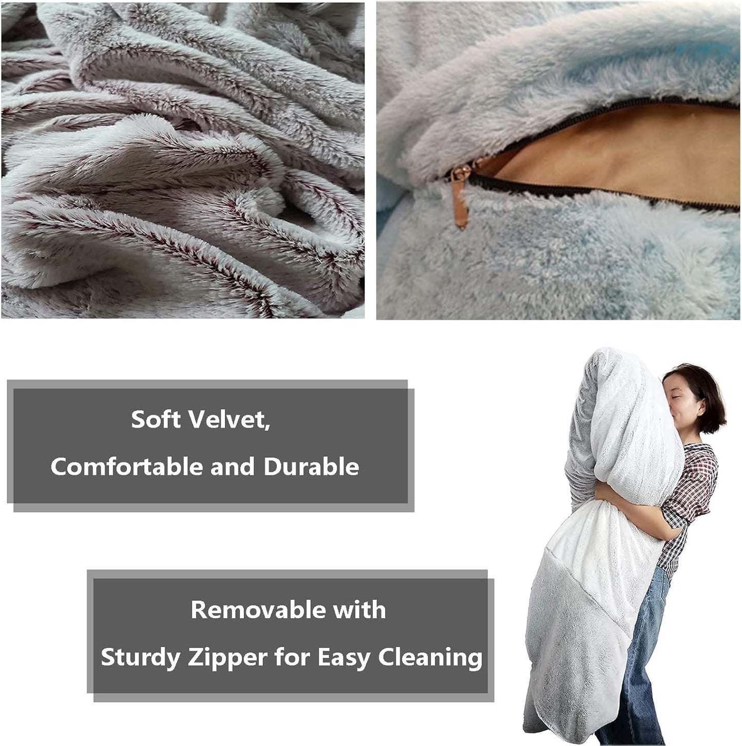 Big Huge Giant Bean Bag Chair for Adults, (No Filler) Bean Bag Chairs in Multiple Sizes and Colors Giant Foam-Filling Required- Machine Washable Covers, Double Stitched Seams (Khaki,7FT)