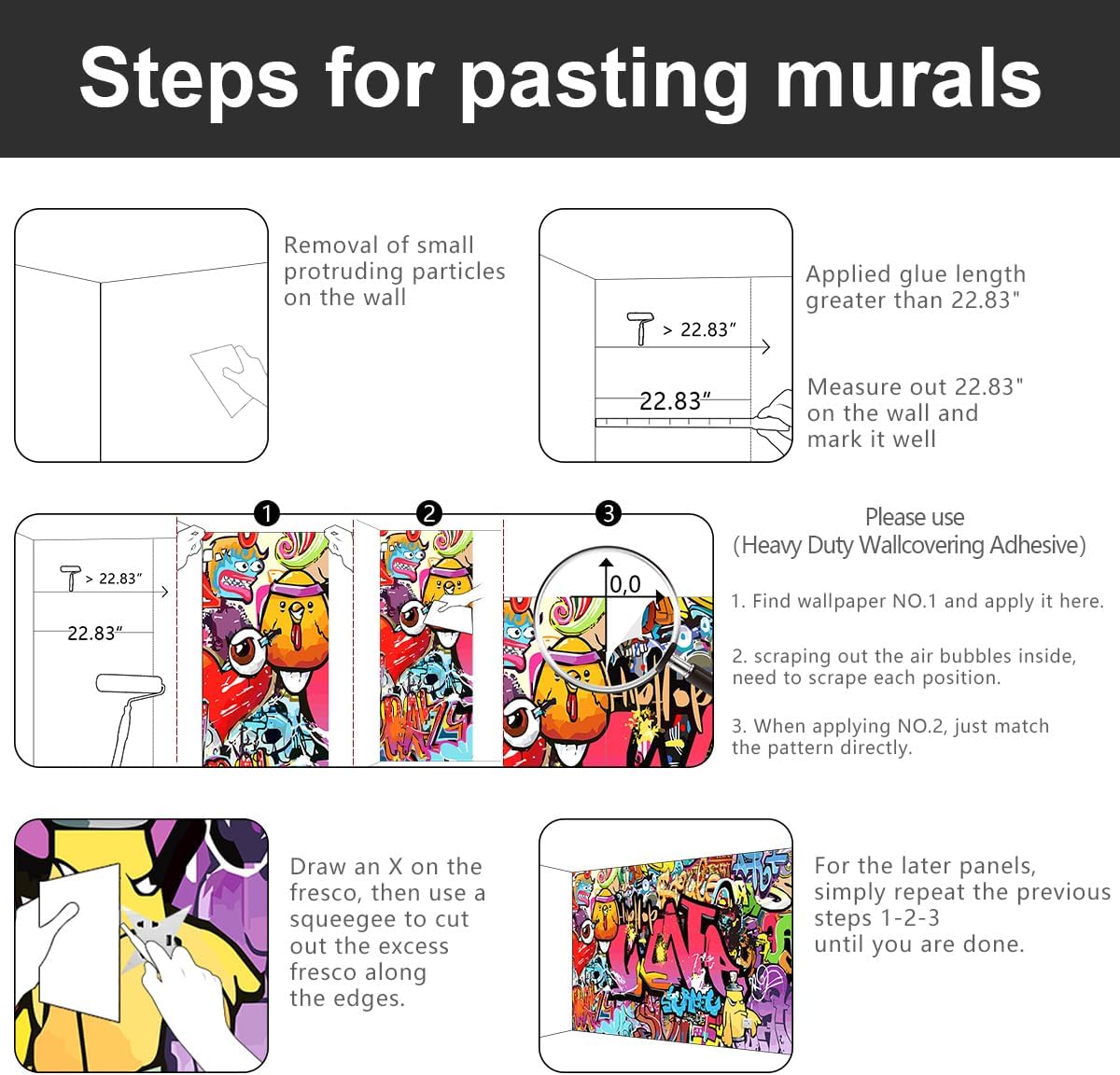 -Street Art Graffiti Wallpaper Fabric Wallpaper Living Room Bedroom Bathroom Boys Girls Children's Room Abstract Large Wall Mural- 137"x96"（ not Peel and Stick）