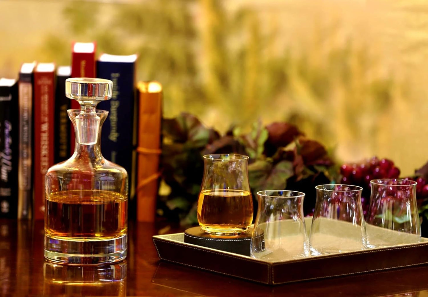 Ravenscroft Crystal | European-Made, Hand-Blown Scotch Decanter Gift Set | 1 Decanter with Stopper & 4 Glasses | 100% Lead-Free Crystal | Gift-Boxed