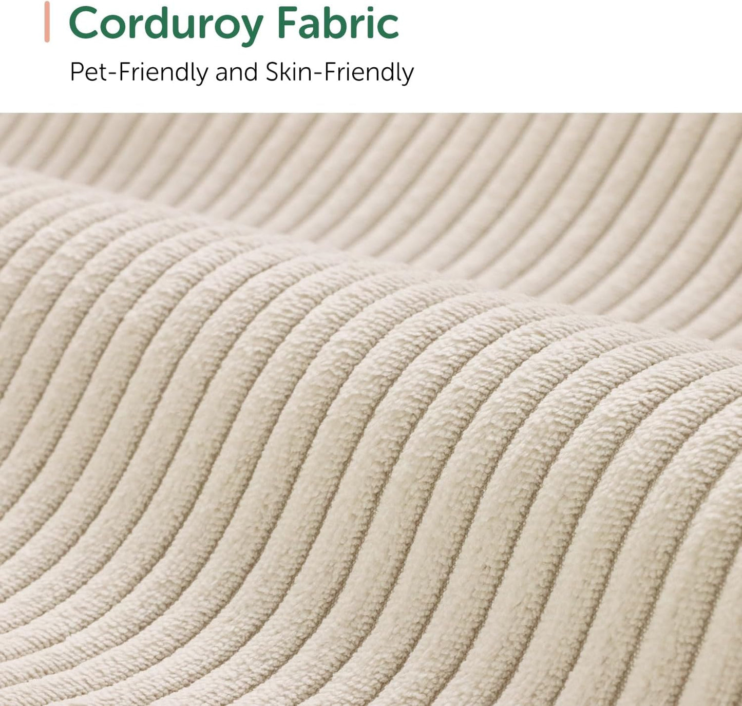 HONBAY Corduroy Modular Sectional Sofa with 5 Seaters, Sectional Corner Sofa with Chaise, L Shape Couches for Living Room, Beige