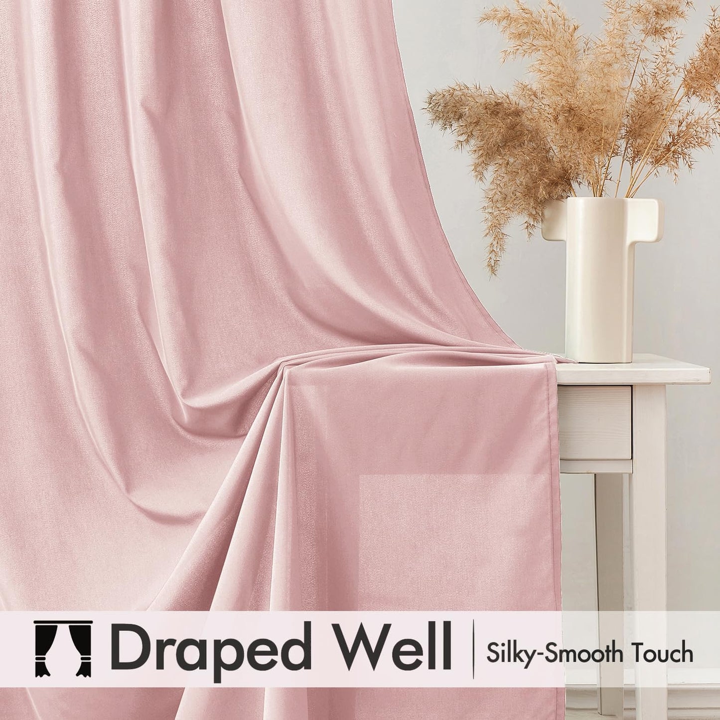 MIULEE Baby Pink Privacy Sheer Curtains That Let Light in 84 Inches Long Non-See-Through Semi Sheer Curtain Light Filtering Window Curtains Drapes for Living Room Bedroom 2 Panels Set 42 X 84