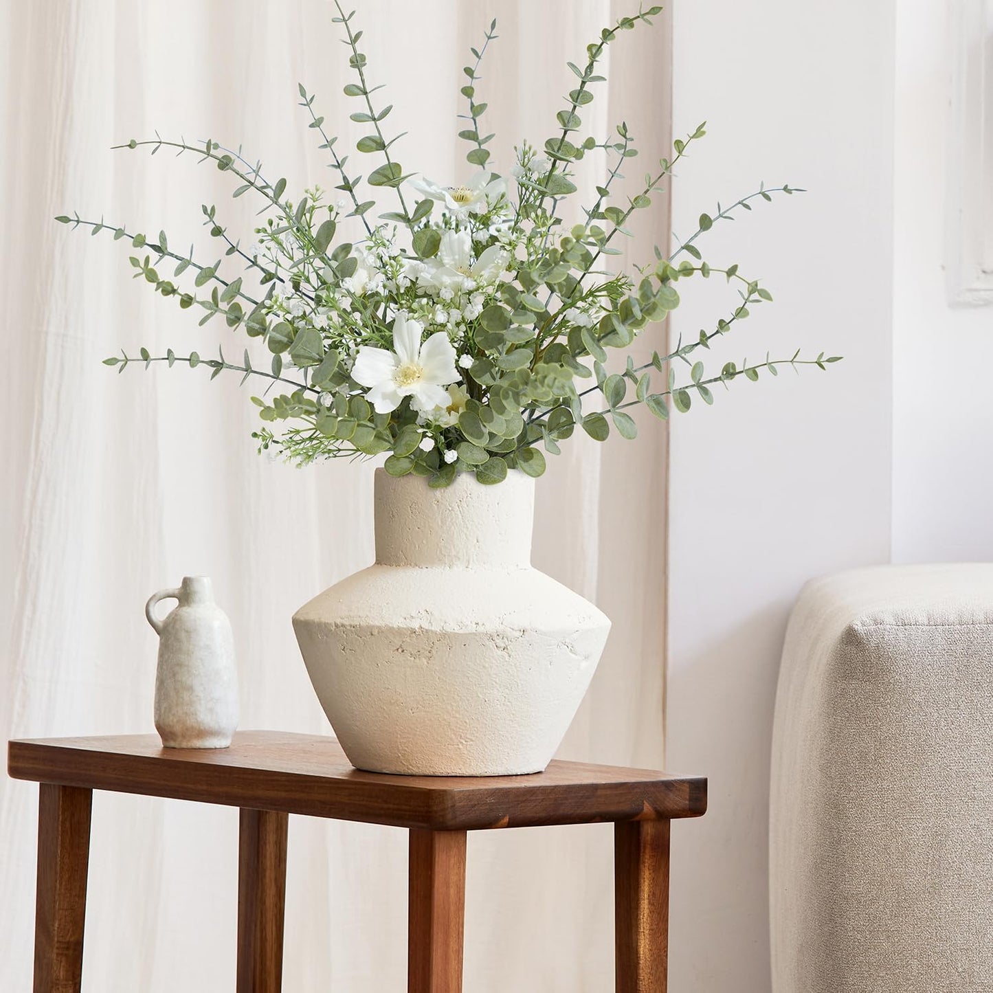 24Pcs Faux Eucalyptus Stems, 15" Artificial Eucalyptus Plants with White Frosted Coating, Fake Eucalyptus Decor Plastic Greenery Leaves for Wedding Bouquets Home Decor DIY Floral Arrangements