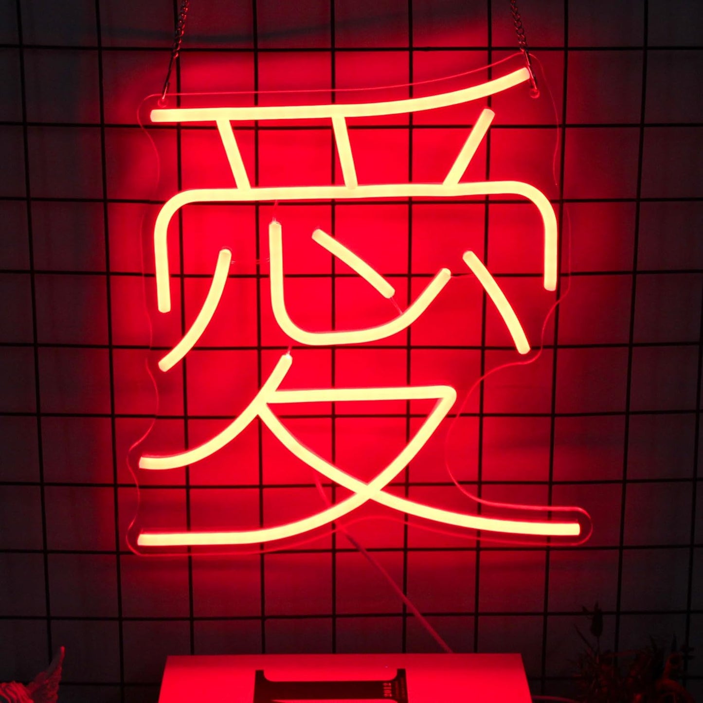 Japanese Love Neon Sign Red Love Kanji LED Neon Light Japan Symbol Neon Wall Sign Chinese Character LED Sign Words Neon Light Up Signs for Bedroom Bar Party Decor Valentine's Day Gifts