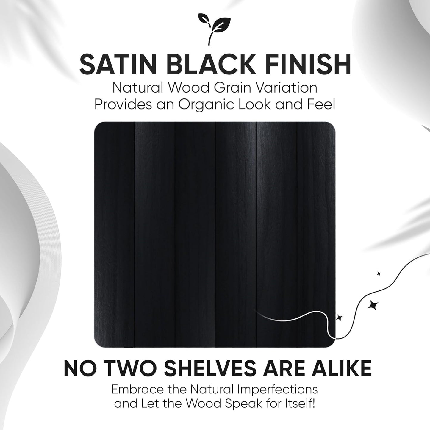 Homeforia Black Floating Shelf 18 inch, High End Solid Real Wood 18inch Bathroom Floating Shelves for Wall Mounted, Black Wooden 18in Floating Shelves, Heavy Duty Bracket, 18 X 6.5 X 1.75 in, Set of 2